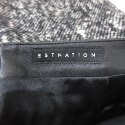エストネーション ESTNATION タイトスカート ミニ ツイード 総柄 ウール 36 黒 ブラック 白 ホワイト /YI レディース_画像5