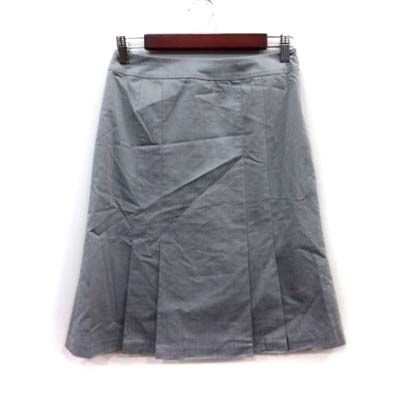 ジェイプレス J.PRESS 台形スカート ミモレ ロング ストライプ 9 グレー /YI レディース_画像1