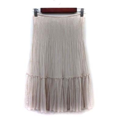  Natural Beauty NATURAL BEAUTY pleated skirt chiffon mi leak long tia-doM beige /YI lady's 