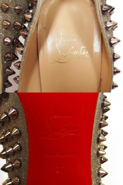 クリスチャンルブタン Christian louboutin パンプス ピンヒール スタッズ ポインテッドトゥ ゴールド メタリック 37 ☆AA★ /TT_画像3