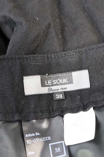 ルスーク Le souk パンツ ショート ジップフライ ロールアップ ウール 38 黒 ブラック /JN27 レディース_画像3