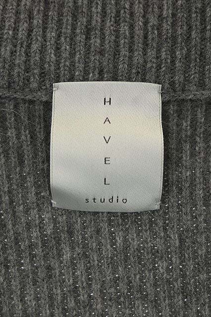 ハーヴェルスタジオ HAVEL studio 20AW RACCON KNIT COAT ラクーンニットコート アウター ロング ビックカラー  ノーボタン 38 グレー