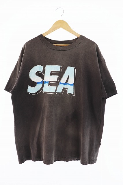 ウィンダンシー WIND AND SEA × セントマイケル SAINT MICHAEL ヴィンテージ加工 ロゴ 半袖Tシャツ SM-A21-0000-062 XL 黒 ブラック ブラ