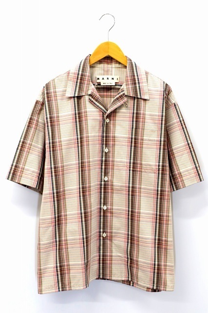 未使用品 マルニ MARNI 2019AW 半袖 ポケット チェック ボーリング