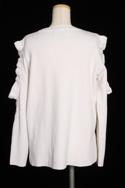  Chesty Chesty 17SS cut and sewn knitted long sleeve shoulder open frill rib F white white /yt0418 lady's 