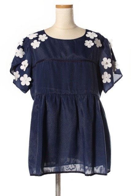  Chesty Chesty 18SS cut and sewn short sleeves flower motif 1 blue blue /tk0516 lady's 