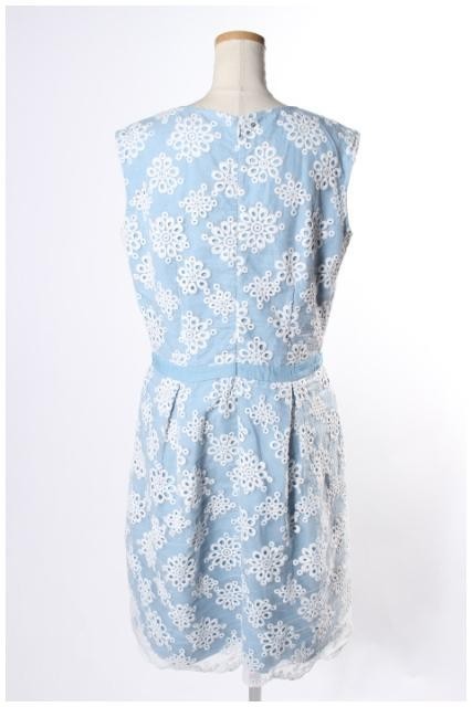  Chesty Chesty One-piece flower embroidery auger nji- floral print flair Mini no sleeve cotton 1 blue /TK lady's 