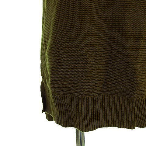  Rope ROPE knitted short sleeves fringe V neck khaki 38 lady's 