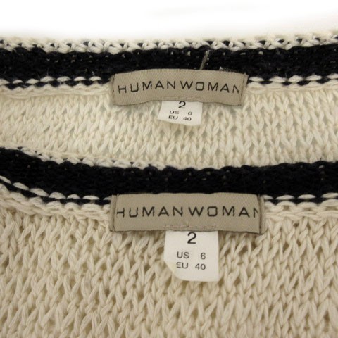 ヒューマンウーマン HUMAN WOMAN アンサンブルニット カーディガン 七分袖 ノースリーブ コットン混 ベージュ M レディース_画像8