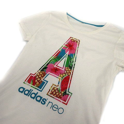 アディダス adidas neo Ｔシャツ 半袖 ロゴ オフ白 レディース_画像2