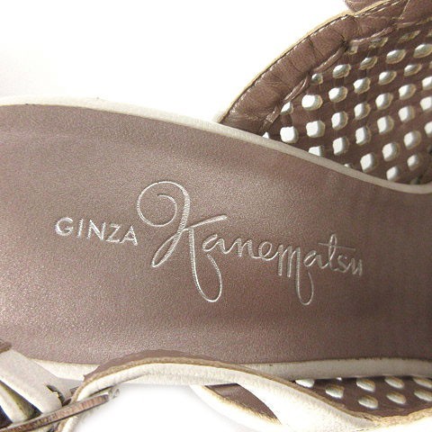  Ginza Kanematsu GINZA Kanematsu sandals mesh strap made in Japan white 24 lady's 
