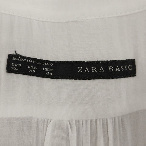 ザラ ベーシック ZARA BASIC ワンピース ひざ丈 半袖 切替 ホワイト 白 ベージュ XS レディース_画像5