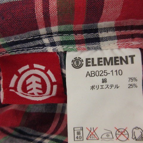 エレメント ELEMENT シャツ 半袖 チェック柄 コットン混子供服 男の子 レッド 赤 ネイビー 紺 オフ白 グリーン 緑 150 キッズ_画像5