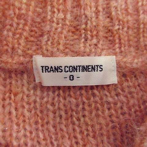  Trans Continents TRANS CONTINENTS cardigan high‐necked 7 minute sleeve mo hair . pink series pink orange 0 lady's 