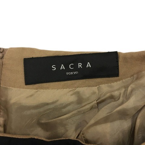 サクラ SACRA スカート フレア ミニ ボーダー 36 茶 黒 ブラウン ブラック レディース_画像5