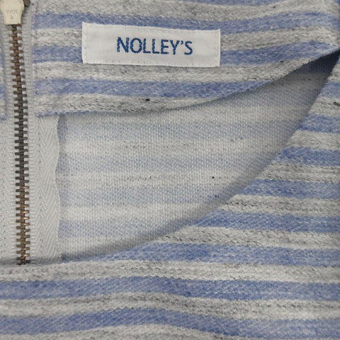 ノーリーズ Nolley's カットソー 半袖 ボーダー リネン混 ブルー 青 グレー 38 レディース_画像5