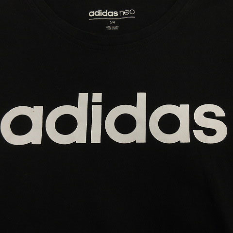 アディダス adidas Ｔシャツ 半袖 丸首 ロゴ ブラック 黒 ホワイト 白 M レディース_画像5