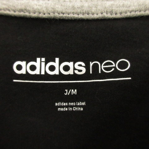 アディダス adidas Ｔシャツ 半袖 丸首 ロゴ ブラック 黒 ホワイト 白 M レディース_画像6