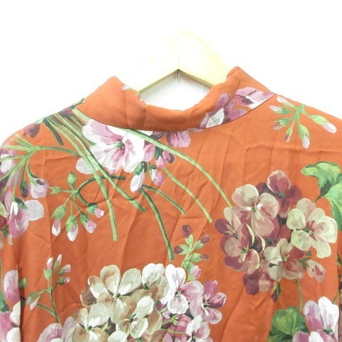 未使用品 グッチ GUCCI シャツ 長袖 花柄 プリント リボン 大きいサイズ 国内正規品 シルク オレンジ 赤 パープル グリーン ベージュ 白 58_画像5