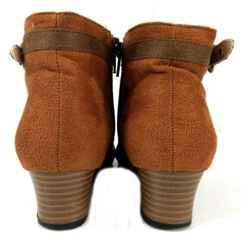  moon Star MoonStar boots bootie belt Heart suede style side fastener color scheme Brown tea 22 lady's 