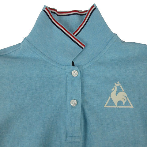  Le Coq s Porte .fle coq sportif рубашка-поло короткий рукав олень. . Logo принт хлопок оттенок голубого бледно-голубой M женский 