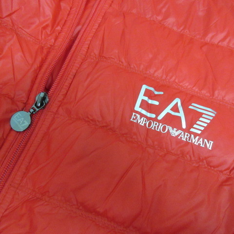 エンポリオアルマーニ EMPORIO ARMANI EA7 ダウンジャケット ライトダウン 中綿 スタンドカラー ワンポイント XXL 赤 レッド メンズ_画像3