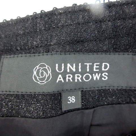 ユナイテッドアローズ UNITED ARROWS スカート 台形 ミニ丈 レース ラメ ウール混 38 黒 ブラック /SM23 レディース_画像4