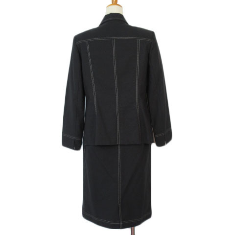  Leilian Leilian suit jacket skirt stitch lame 9 black black lady's 