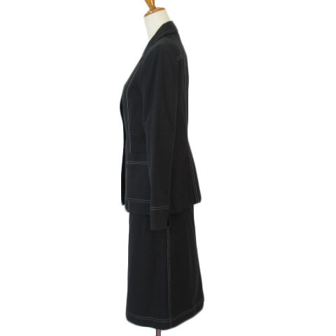  Leilian Leilian suit jacket skirt stitch lame 9 black black lady's 