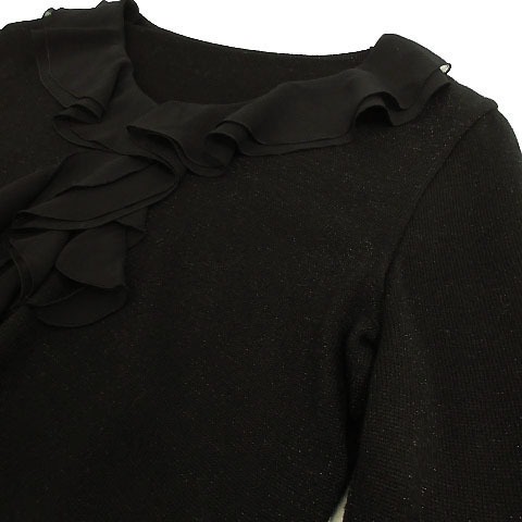  Coup de Chance CdeC COUP DE CHANCE вязаный свитер длинный рукав оборка ламе ввод шелк . черный чёрный 38 женский 