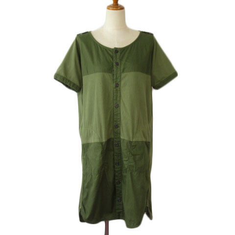  Beams Heart BEAMS HEART One-piece рубашка платье no color милитари короткий рукав зеленый зеленый женский 