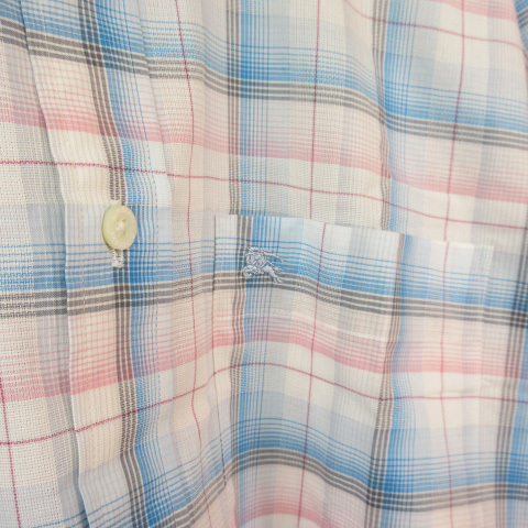  Burberry BURBERRY рубашка проверка короткий рукав хлопок S внутренний стандартный белый белый синий b люмен z