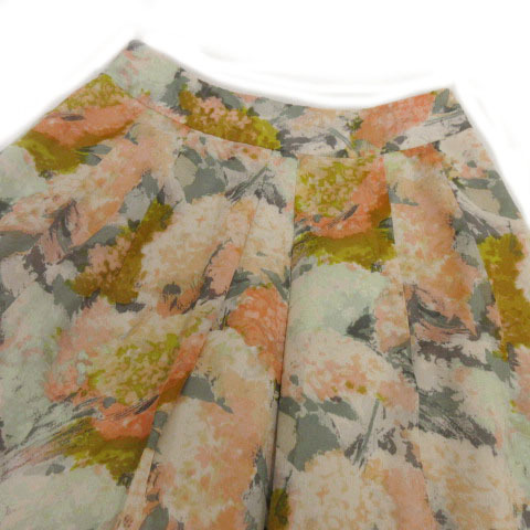  SunaUna Sunauna skirt gya The - knee height made in Japan total pattern beige multicolor 36 lady's 