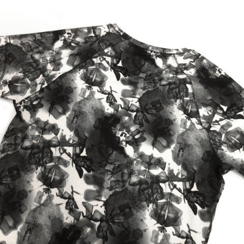 プーマ PUMA Tシャツ 半袖 速乾 総柄 ブラック 黒 グレー ホワイト 白 M レディース_画像6