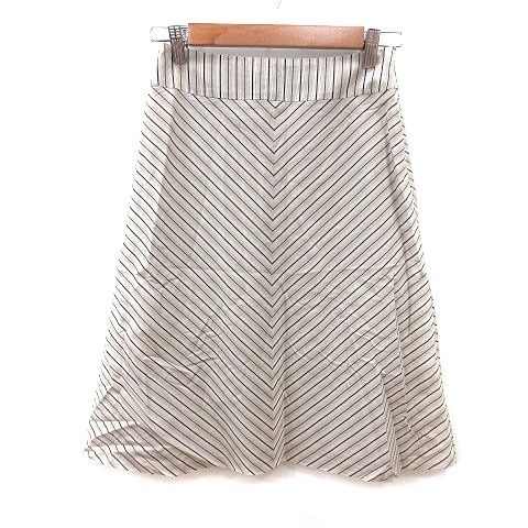  Untitled UNTITLED trapezoid skirt knee height bias pattern 1 beige black black tea Brown /MS lady's 