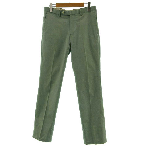 スーツセレクト SUIT SELECT パンツ スラックス コットン混 シンプル グリーン 緑 ウエスト73 メンズ_画像1