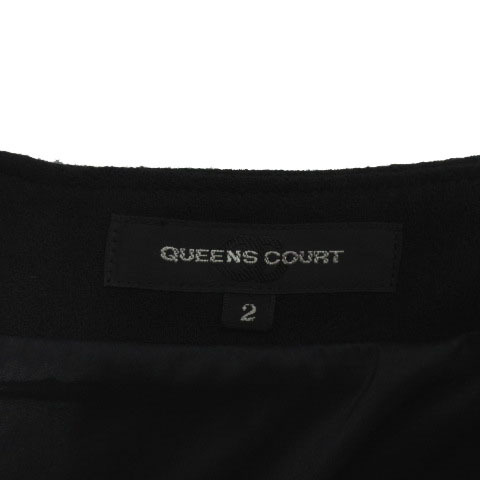 クイーンズコート QUEENS COURT スカート フレアスカート ひざ丈 ウール ブラック 黒 2 レディース_画像6