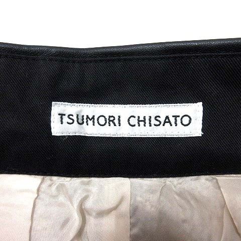 ツモリチサト TSUMORI CHISATO キュロットパンツ 羊革 1 黒 ブラック ベージュ /YK レディース_画像6