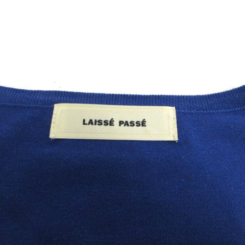  Laisse Passe LAISSE PASSE cardigan knitted long sleeve round neck biju- simple blue blue 38 lady's 
