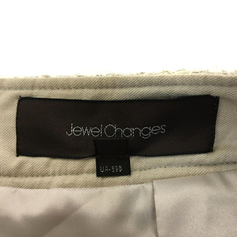 ジュエルチェンジズ Jewel Changes アローズ スカート タイト ミニ ツイード ラメ タック リネン混 38 グレー レディース_画像5