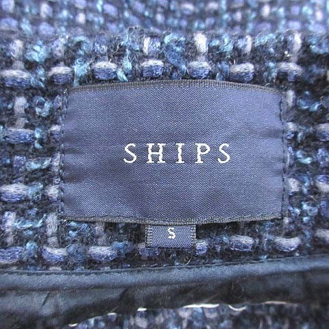 シップス SHIPS ツイードスカート タイト ミニ S 紺 ネイビー /CT レディース_画像5