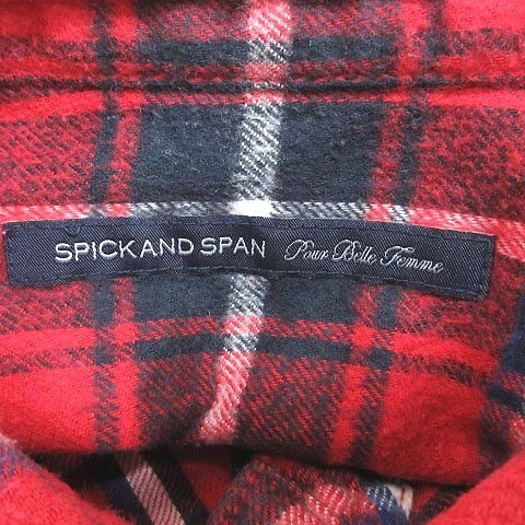 スピック&スパン Spick&Span ネルシャツ 長袖 ロング チェック 赤 レッド /CT レディース_画像5