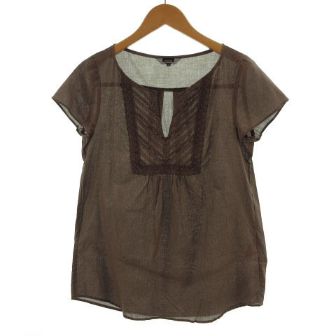  Le souk Le souk cut and sewn короткий рукав ключ шея гонки хлопок Brown чай 38 женский 