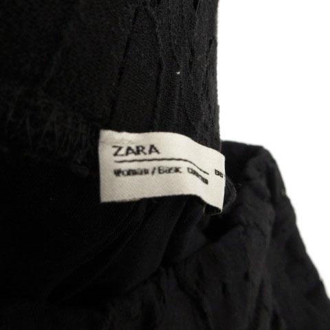 ザラ ZARA パンツ ワイドパンツ クロップド丈 総レース ブラック 黒 S レディース_画像6