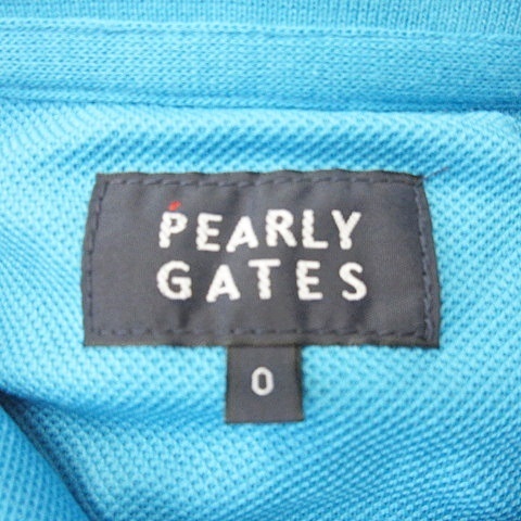 パーリーゲイツ PEARLY GATES ポロシャツ ゴルフ 半袖 ロゴ プリント ライン 青 ブルー 0 レディース_画像8