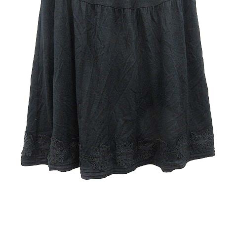デュアルヴュー DUAL VIEW スカート フレア ミニ ウール 40 黒 ブラック /YK レディース_画像3