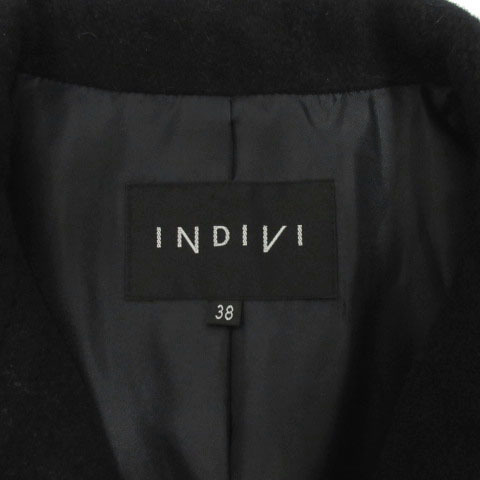 インディヴィ INDIVI ジャケット 立ち襟 ウール混 ブラック 黒 38 レディース_画像8
