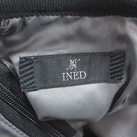 Ined INED узкая юбка колено длина общий гонки шерсть 7 чёрный черный серый /CT женский 