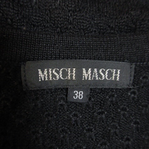 ミッシュマッシュ MISCH MASCH ニット セーター ラウンドネック 半袖 ウール混 リボン 38 黒 ブラック /AO11 ☆ レディース_画像6