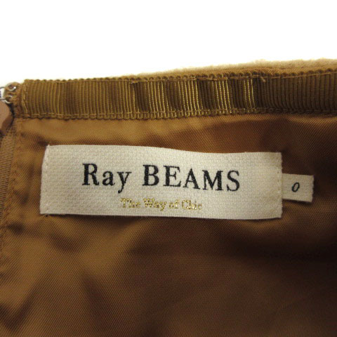 レイビームス Ray Beams スカート ミニ 台形 ウール混 フロントポケット キャメル 0 レディース_画像7